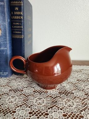 Vintage Dura Print Brown Ceramic Creamer - Homer Laughlin